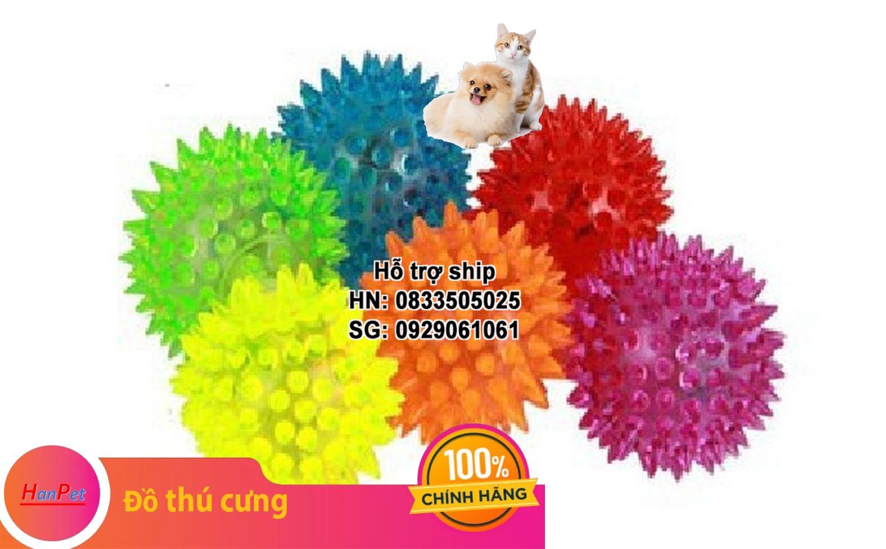 Hanpet - Bóng đồ chơi chút chít cho chó mèo phát sáng chất liệu cao su an toàn nhiều màu sắc