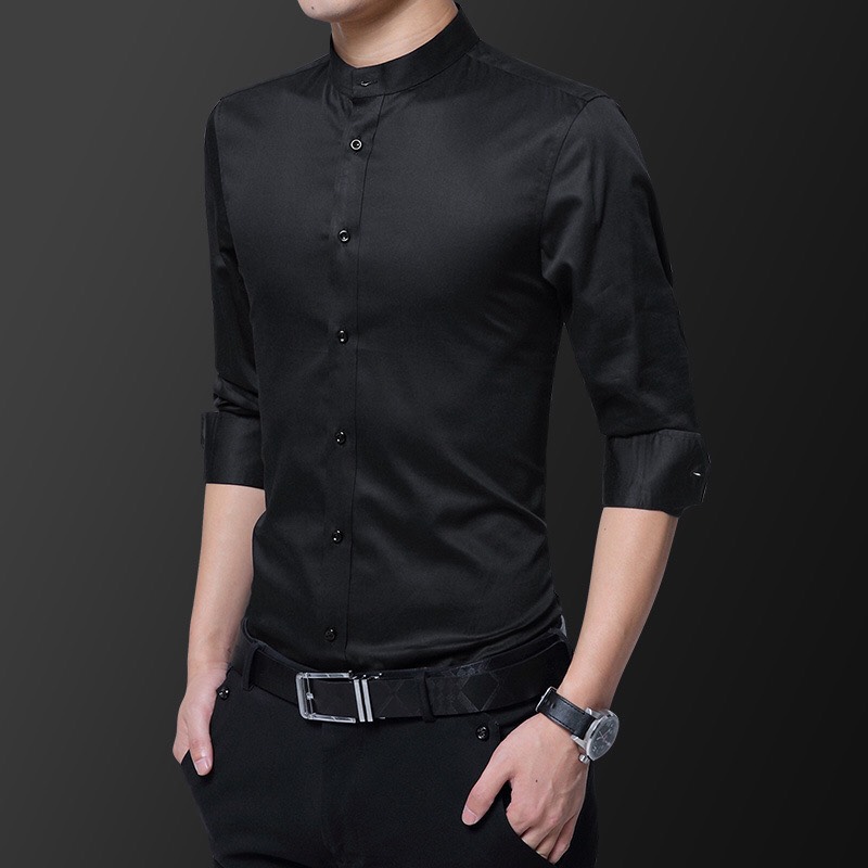 [HCM]áo sơ mi nam cổ trụ dài tay cao cấp