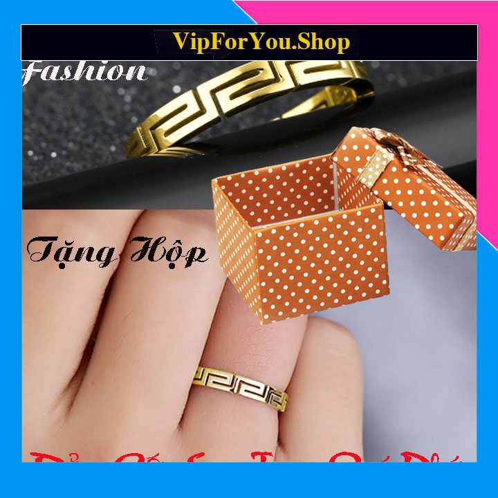 Nhẫn nữ titan họa tiết vạn lí trường thành siêu đẹp ,bền màu, hợp thời trang - Tặng hộp đựng xinh xắn