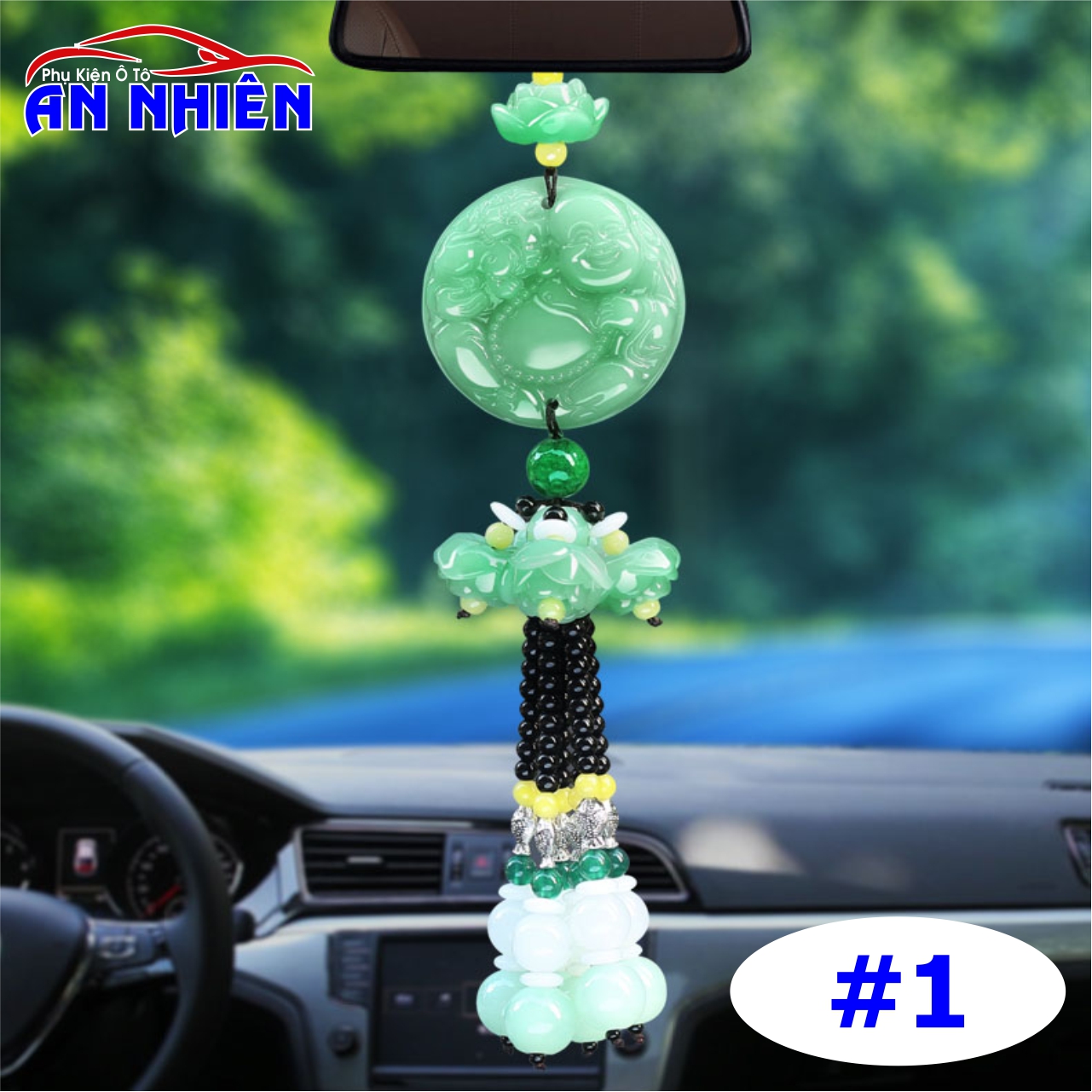 Dây Treo Xe Hình Phật Di Lặc Xanh Ngọc Bích, Vàng Hổ Phách, Nhiều Mẫu Lựa Chọn - Khánh Treo Xe Trang Trí Ô Tô Xe Hơi