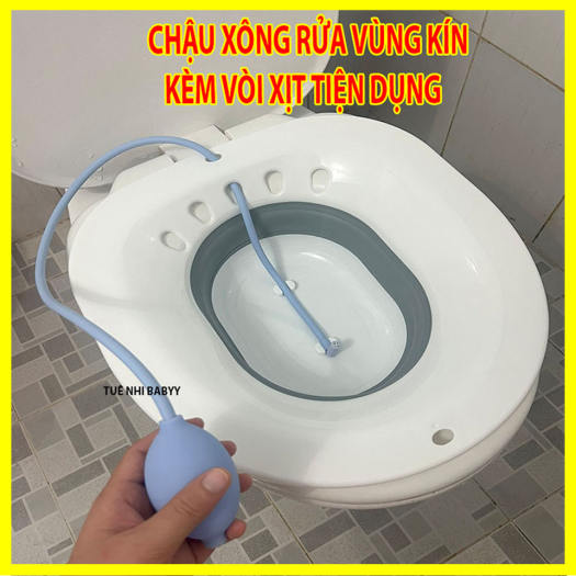 Chậu xông vùng kín gấp gọn kèm vòi | xông ngâm rửa vùng kín