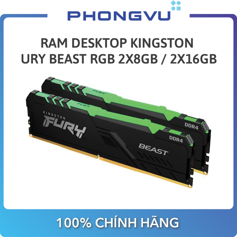 Bảng giá Ram Desktop Kingston Fury Beast RGB 2x8GB / 2x16GB DDR4 3200Mhz - Bảo hành 36 tháng Phong Vũ