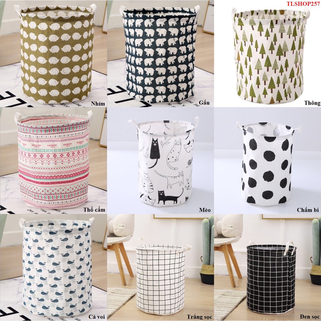 Giỏ Đựng Đồ, Sọt Vải Đựng Quần Áo Phong Cách Nhật Bản 30 X 45 Cm