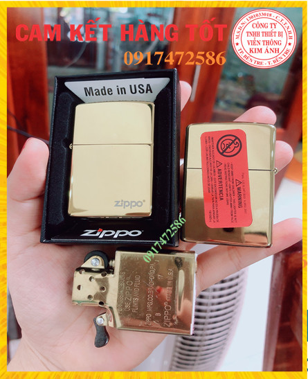 Bật lửa zippo màu vàng - ruột vàng cao cấp