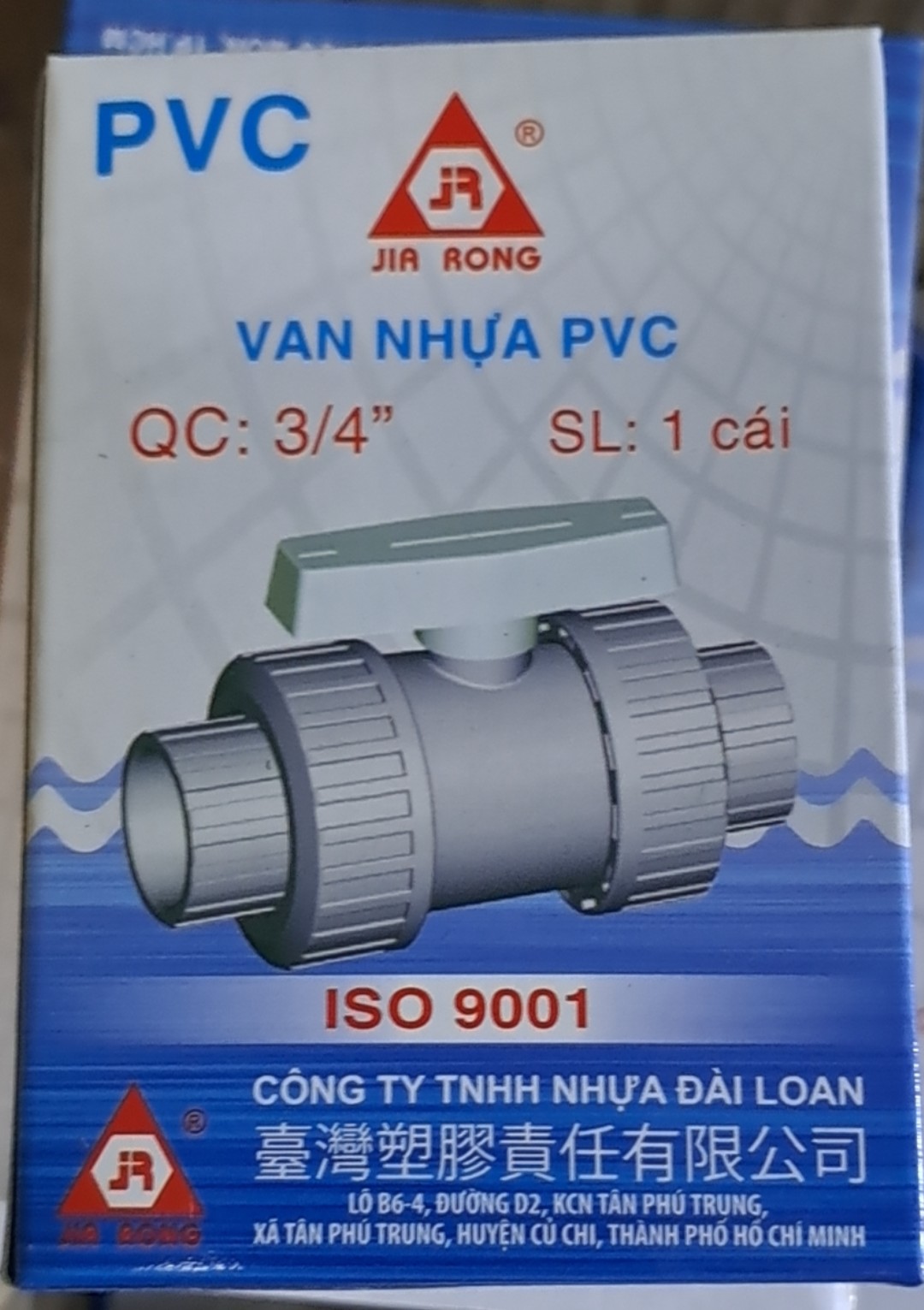 Van bi PVC Jiarong 2 đầu rắc co 21,27,34