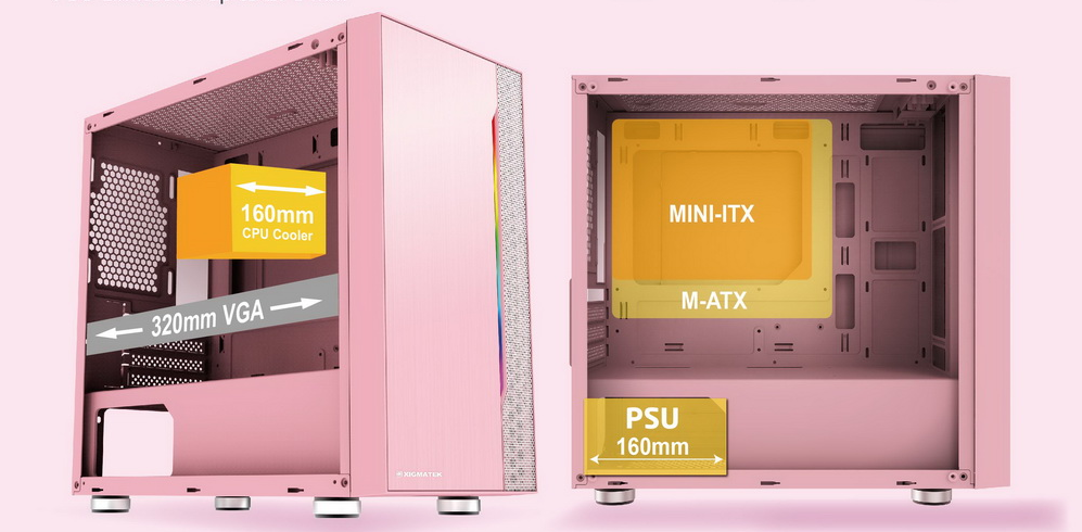 CASE XIGMATEK GEMINI QUEEN PINK KHÔNG KÈM FAN