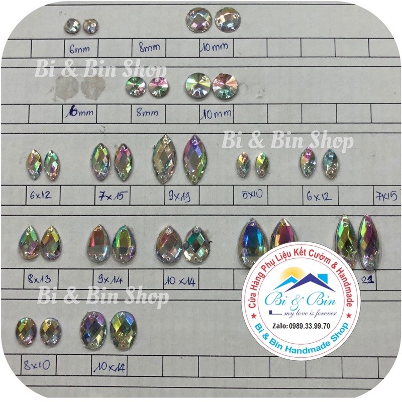 Hạt Đá Kết Oval Trắng Cừ AB Đính Kết Trang Phục