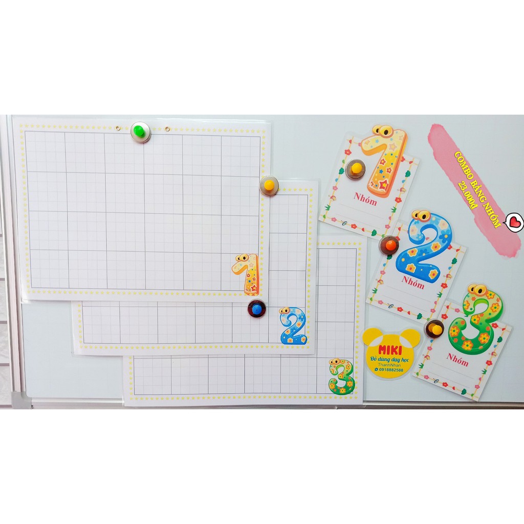 Combo bảng nhóm số (nhóm 1 đến nhóm 6) (Đồ Dùng Dạy Học)