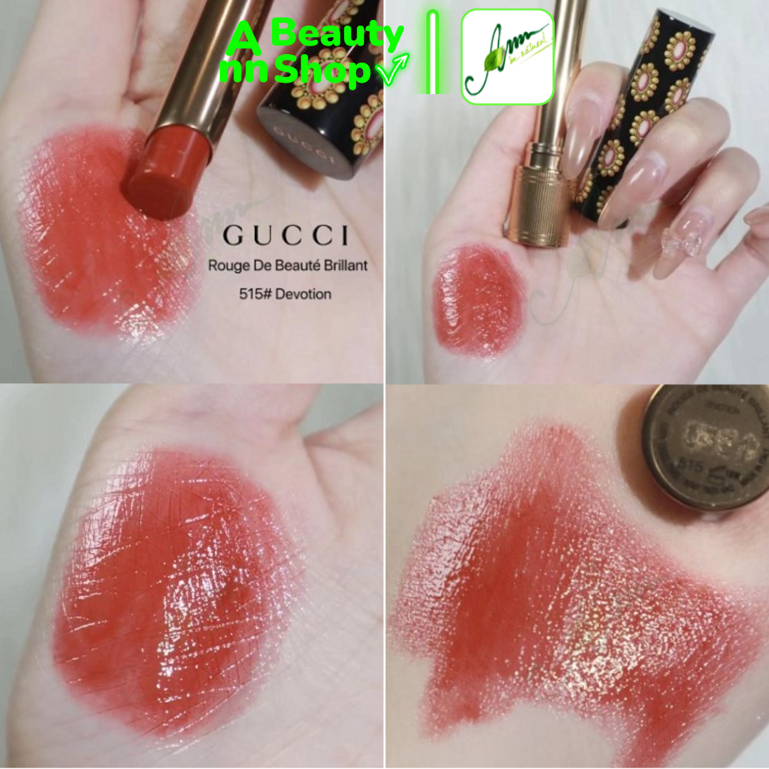 Son Gucci Rouge De Beauté Brillant 515 Devotion (phiên bản vỏ hoa limited)