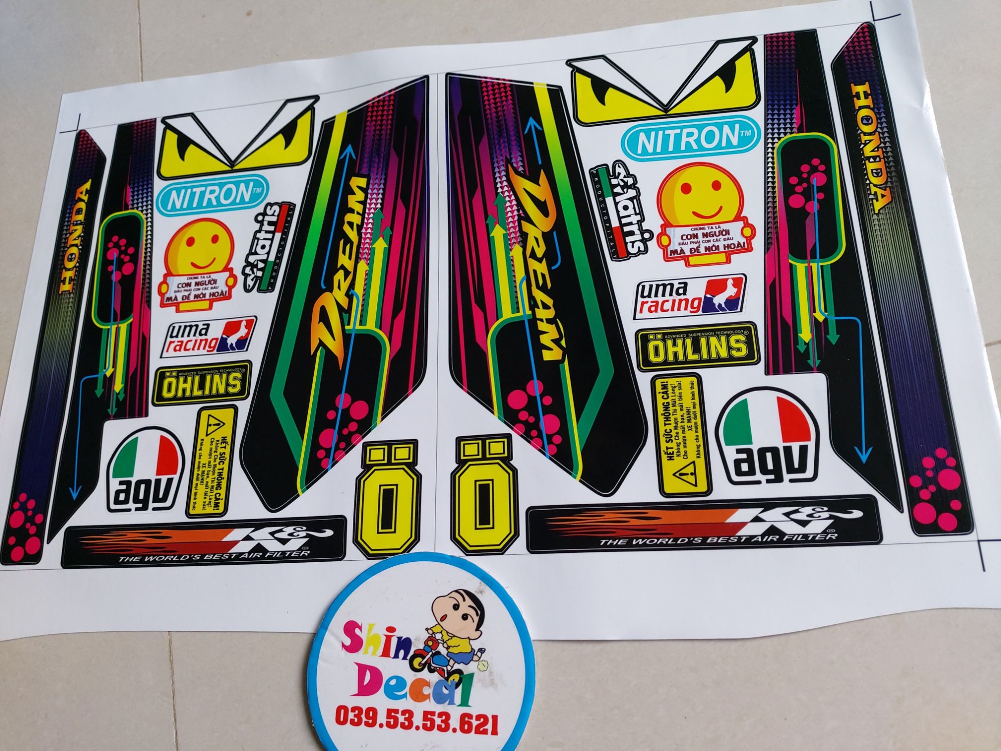 Tem rời dream chỉ 7 màu tặng logo