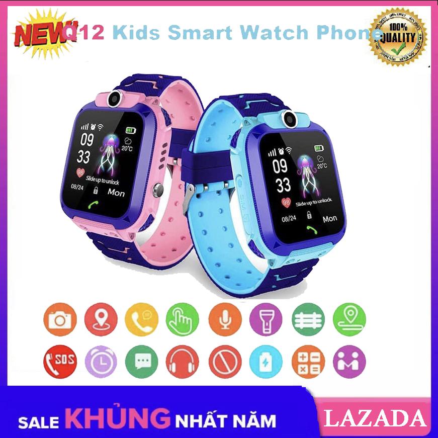 Đồng Hồ Thông Minh GPS Định Vị Cho Trẻ Em Smart Watch Q12 Thế Hệ Mới 2019. Nhắn Tin Gọi Điện, Chống Thấm Nước Cao Cấp, Camera Chụp Hình Sắc Nét