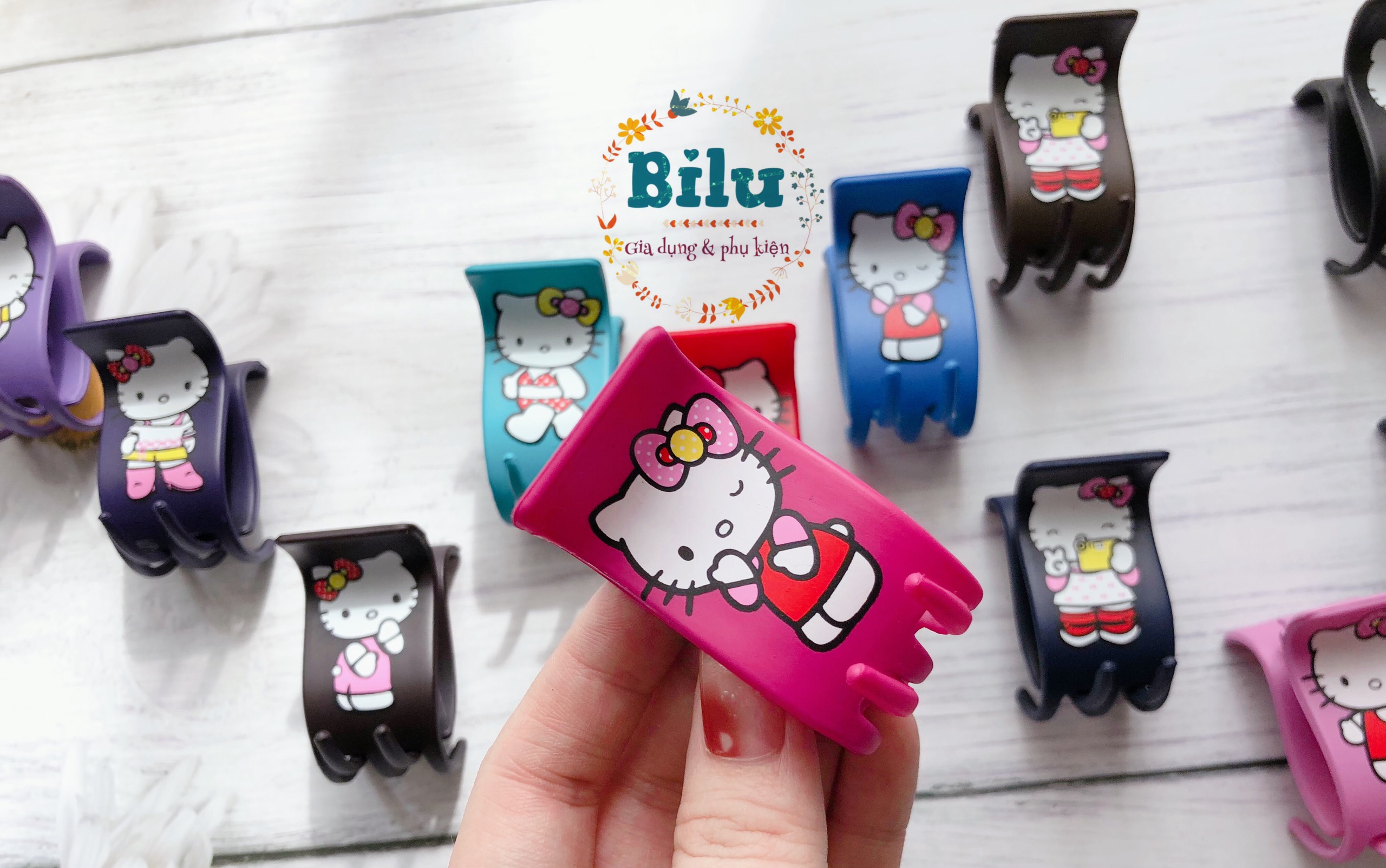 [HCM]KẸP TÓC CÀNG CUA 5 RĂNG HÌNH MÈO KITTY NHIỀU MÀU