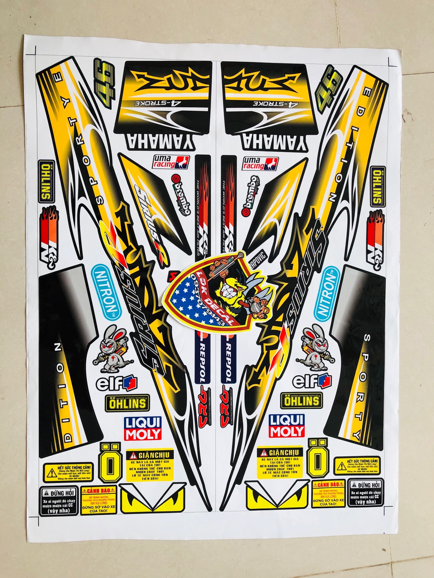 [ QUÍ KHÁCH VUI LÒNG MANG TEM RA TIỆM CHO THỢ DÁN] TEM RỜI Sirius Spark kẽm gai vàng đen