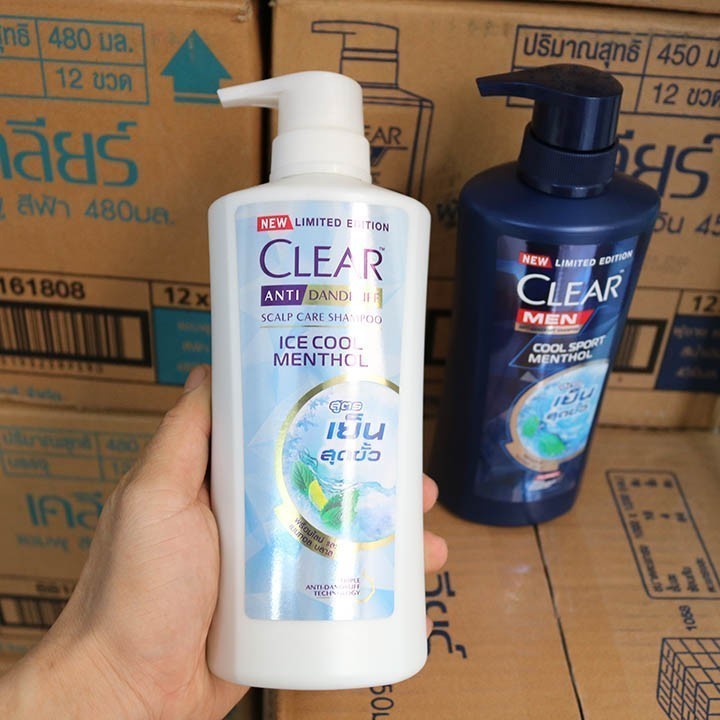 Combo 2 chai dầu gội đầu clear Bạc Hà 480ml Thái Lan
