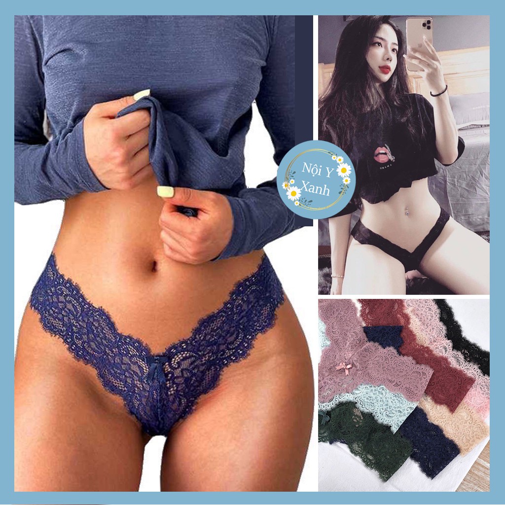 Quần lót ren lọt khe 8002 đính nơ siêu gợi cảm - Quần lót lọt khe cao cấp - quần lọt khe - Quần lót nữ lọt khe chữ Y