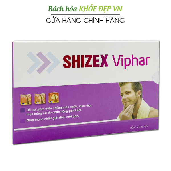 Viên uống SHIZEX VIPHAR giảm mẩn ngứa, mụn nhọt, mụn trứng cá do gan kém - Hộp 30 viên