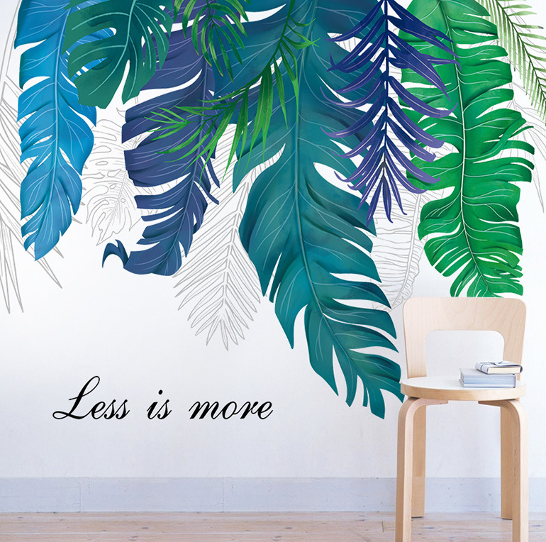 Decal dán tường trang trí - bụi dương xỉ xanh hiện đại