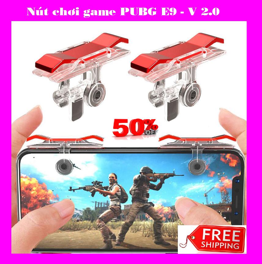Bộ 2 Nút Bấm Chơi Game E9 Chơi Pubg, Ros, Free Fire, Knight Out Cảm Ứng Đỏ Trên Điện Thoại (Bảo hành 3 tháng)