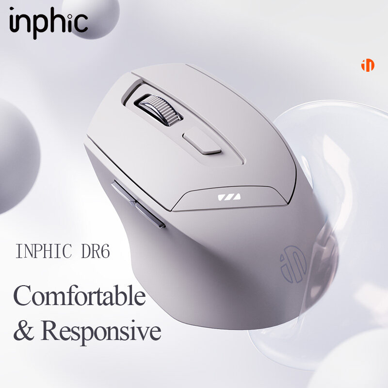 Chuột không dây bluetooth kiêm wireless INPHIC DR6 Silent không tiếng click (màu xám tro) Nhất Tín Computer