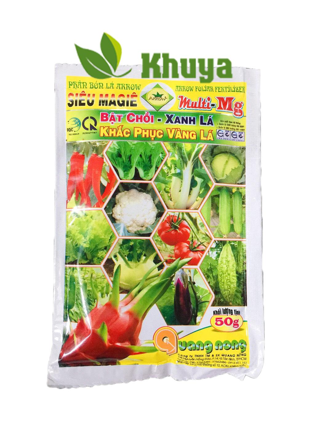 Phân bón lá Siêu Magiê Multi Mg Arrow 50gr Bật chồi Xanh lá