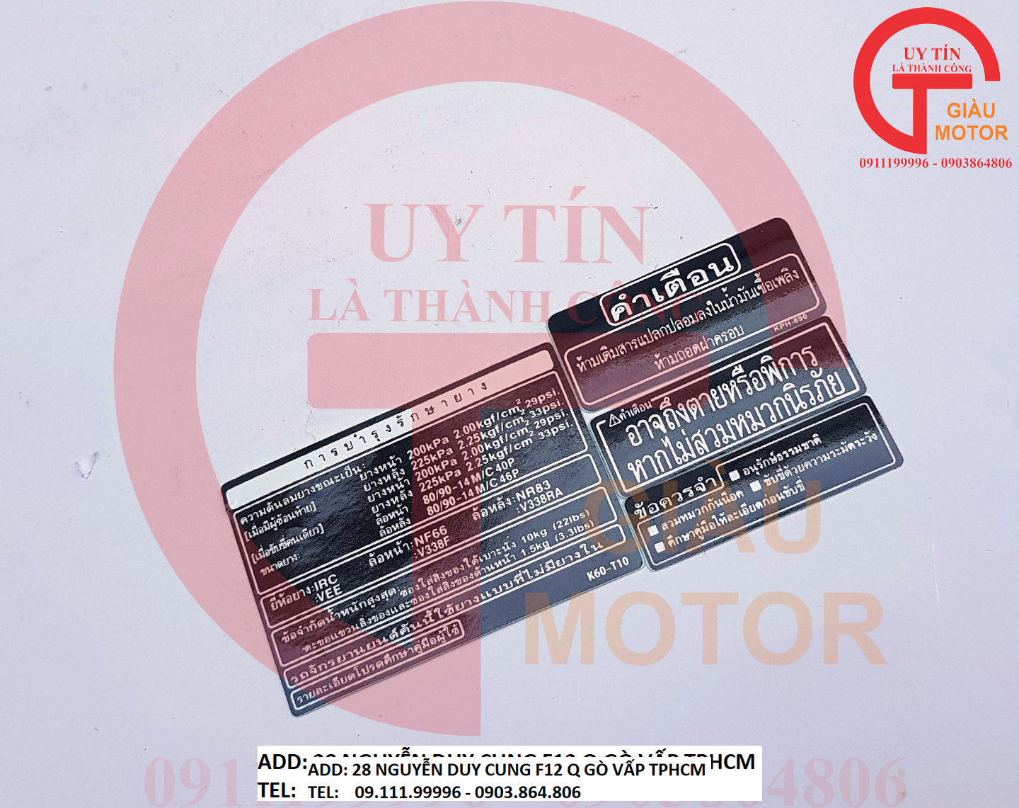BỘ TEM THÔNG SỐ CHO XE HONDA CLICK 2015