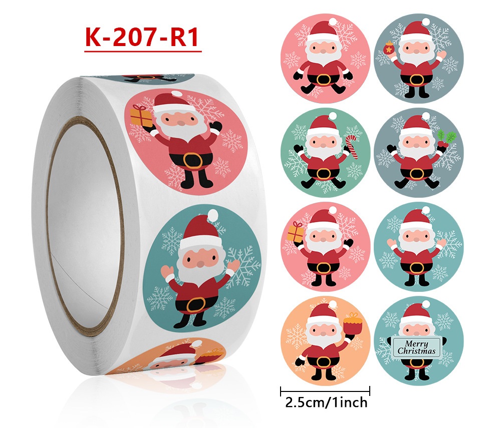 Cuộn 500 tem Sticker Hình  Noel dễ thương  - 2.5cm
