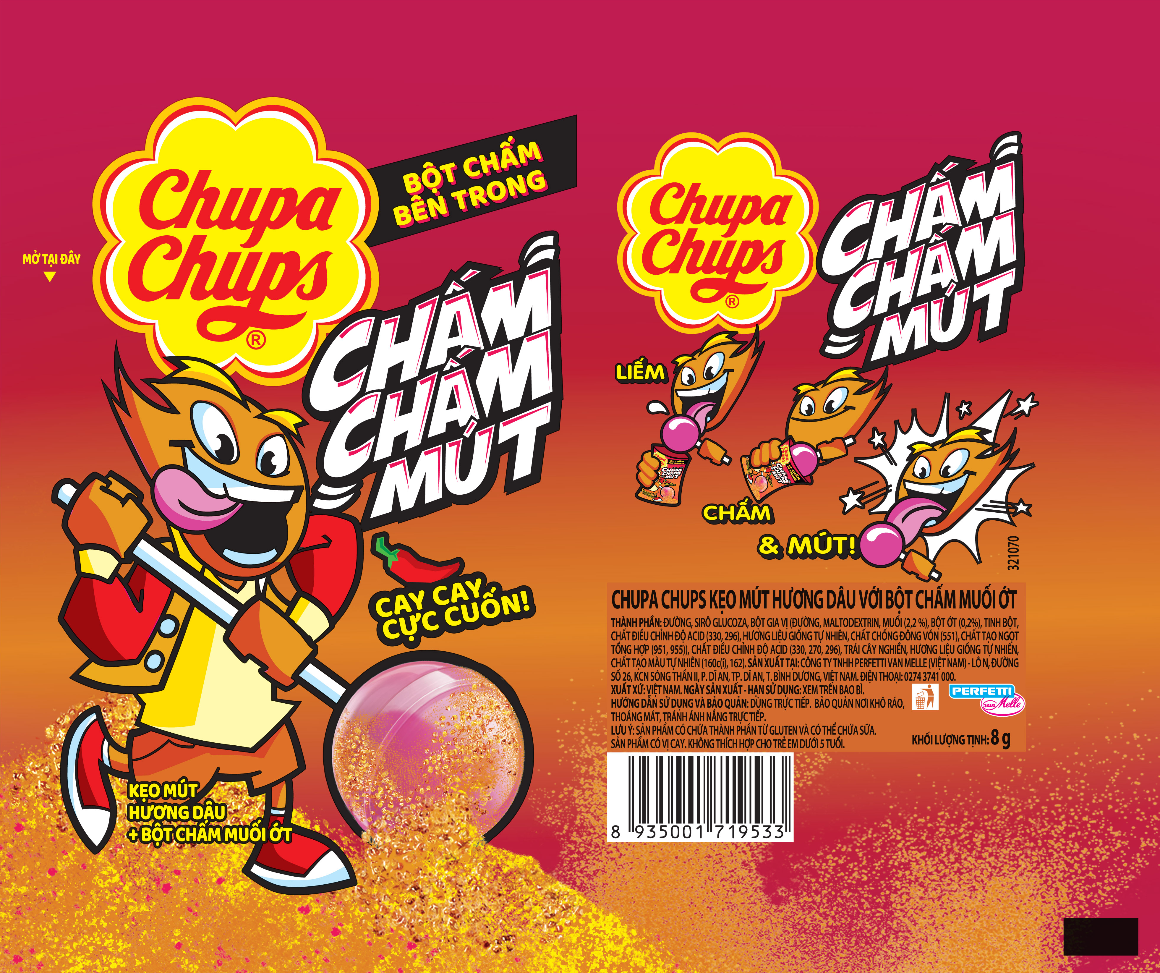 [QUÀ TẶNG KHÔNG BÁN]Kẹo Mút Chupa Chups Chấm Chấm Mút (Hương Dâu kèm muối ớt)