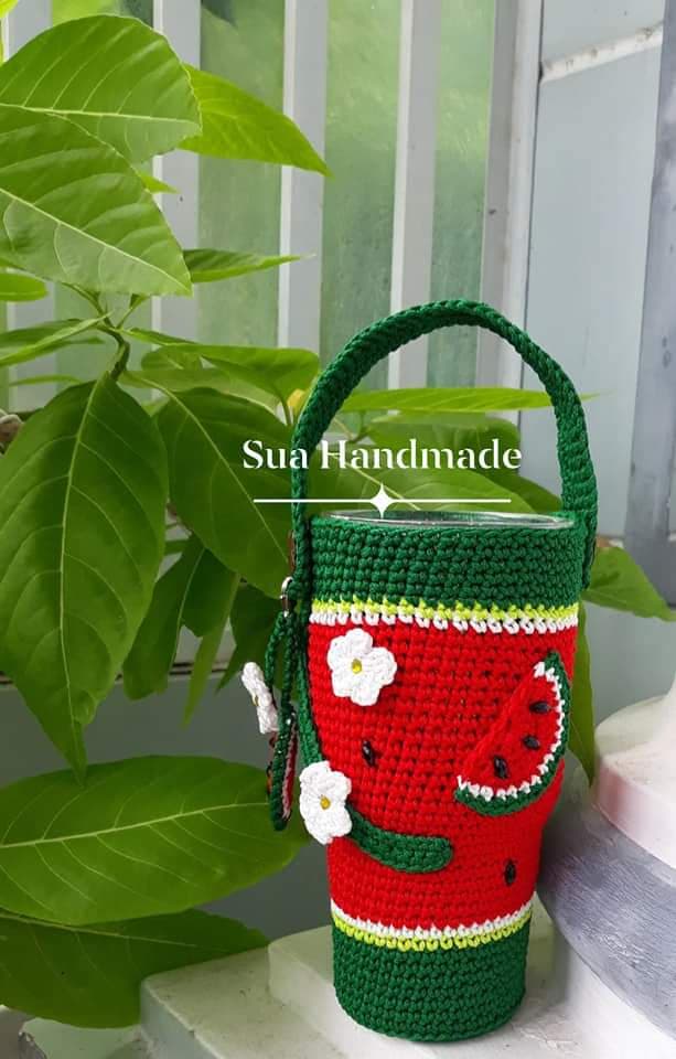 Túi đựng ly giữ nhiệt handmade hình hấu