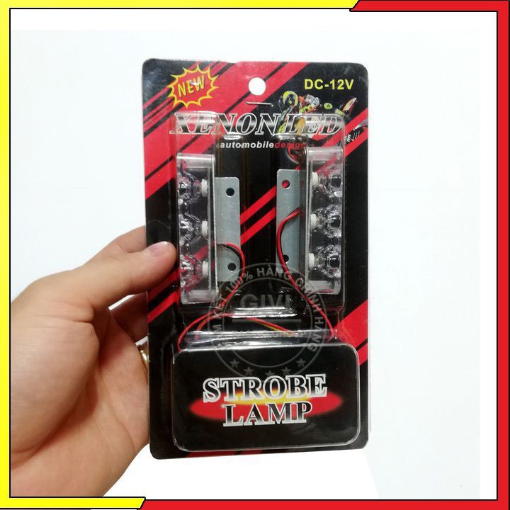 [ Giá 1 cặp ] Đèn chớp 3 bóng xanh đỏ trang trí xe máy