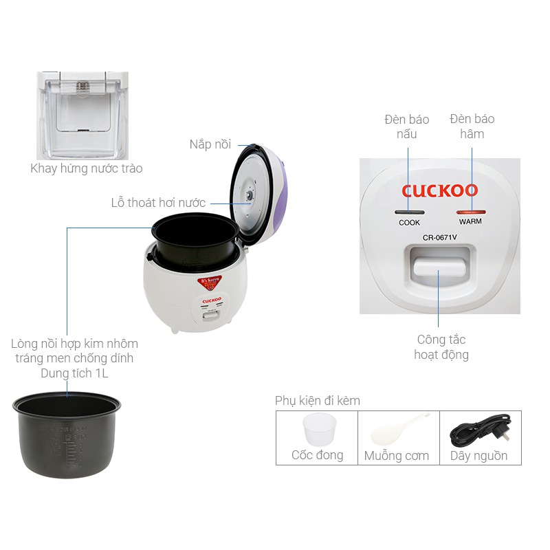 Nồi cơm điện Cuckoo CR0671V - Hàng chính hãng