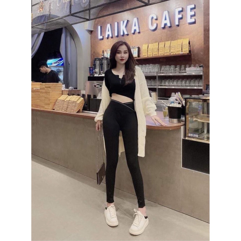 Quần Legging Cạp Chéo, Nâng Mông, Gen Bung Siêu Tôn Dáng