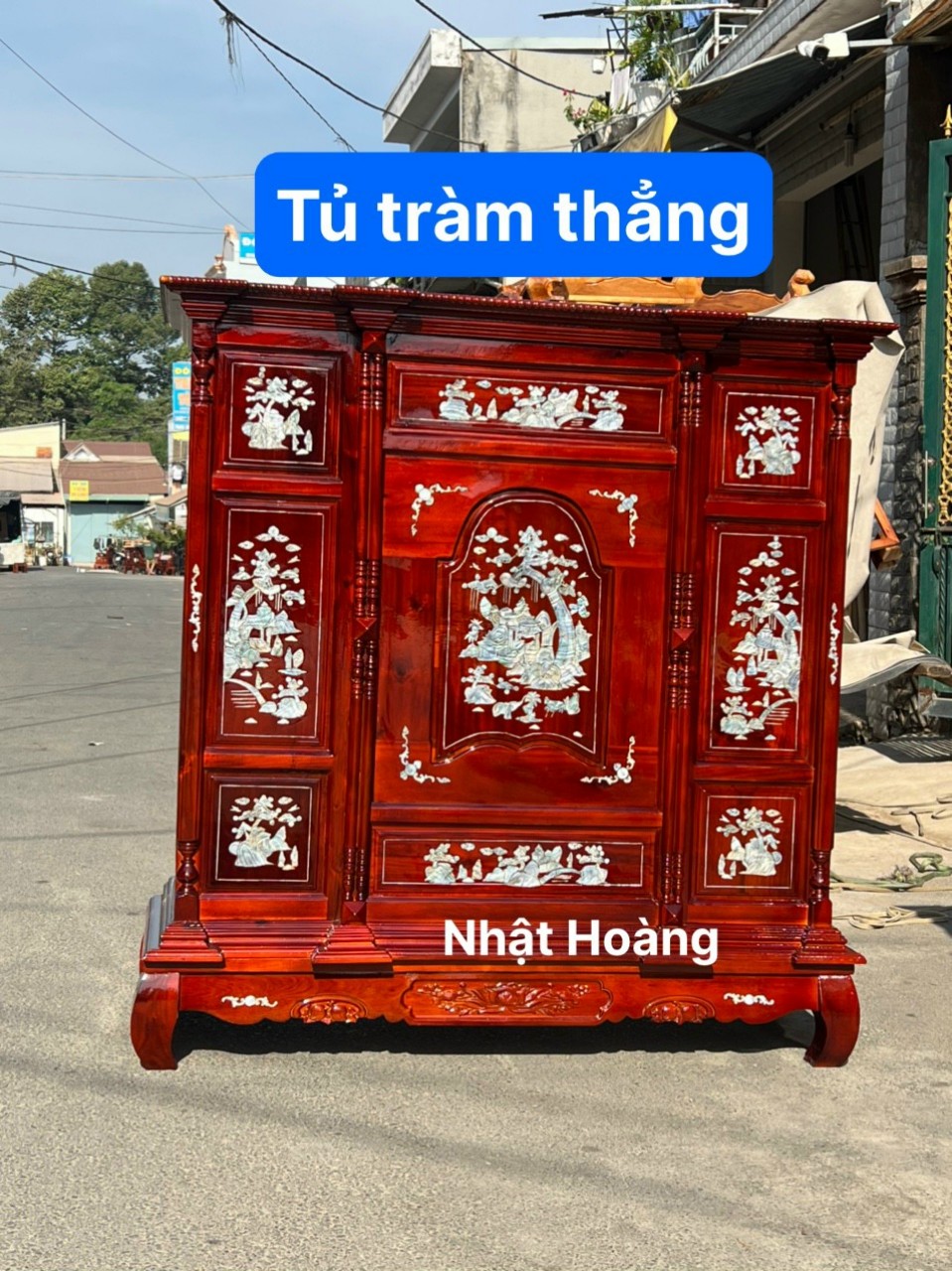 Tủ Thờ Gỗ Tràm thẳng ,Tủ thờ gia tiên gỗ tràm bông 1m27 hhh