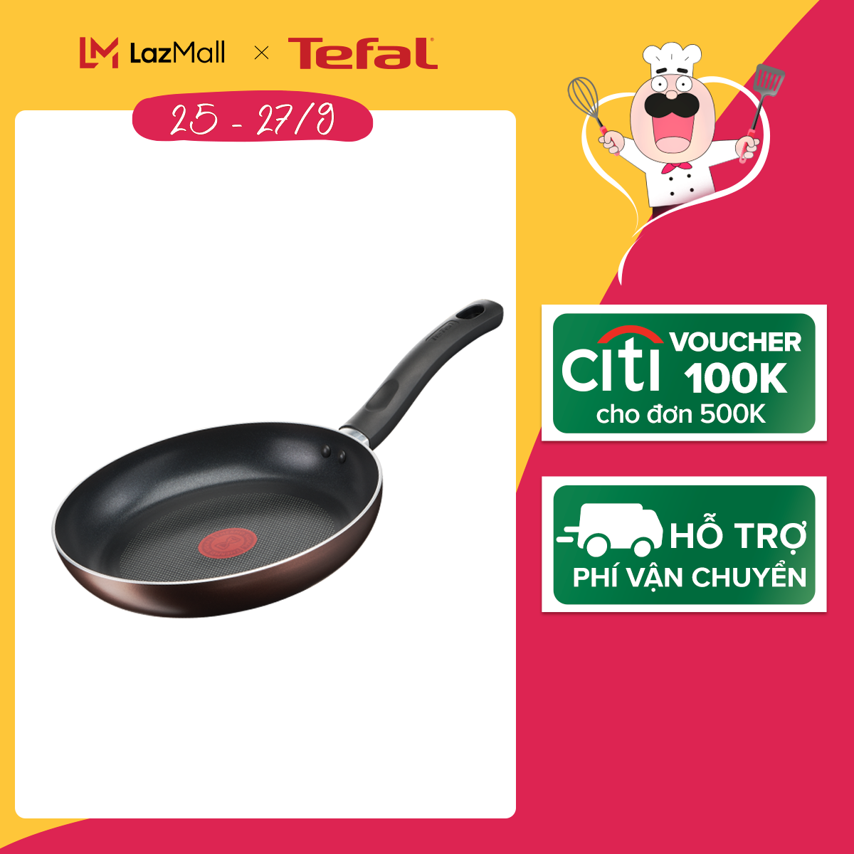 Chảo chiên chống dính đáy từ Tefal Day By Day 24cm hàng chính hãng