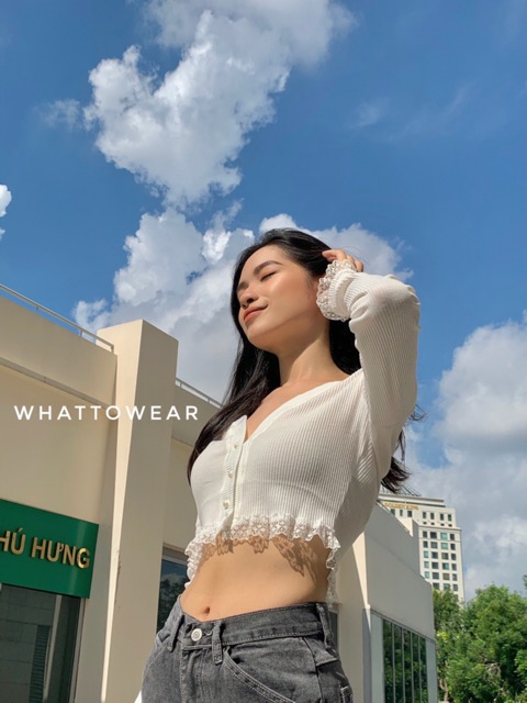 Áo Croptop tay dài phối ren nữ A2 - ENTYTY