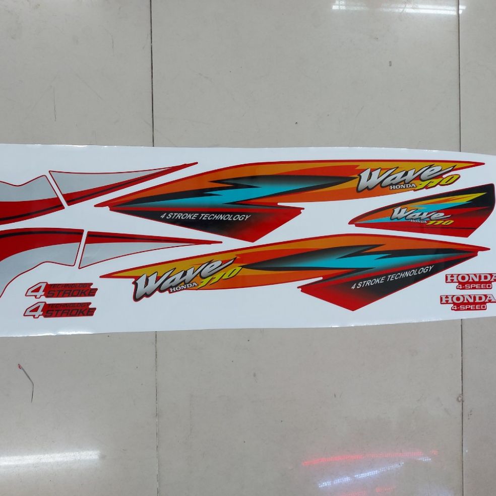Tem xe wave nhỏ tem rời dán xe đỏ đen
