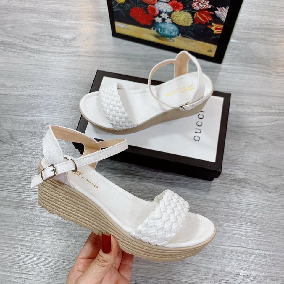 Giày sandal đế xuồng 5p quai đan bính DX002
