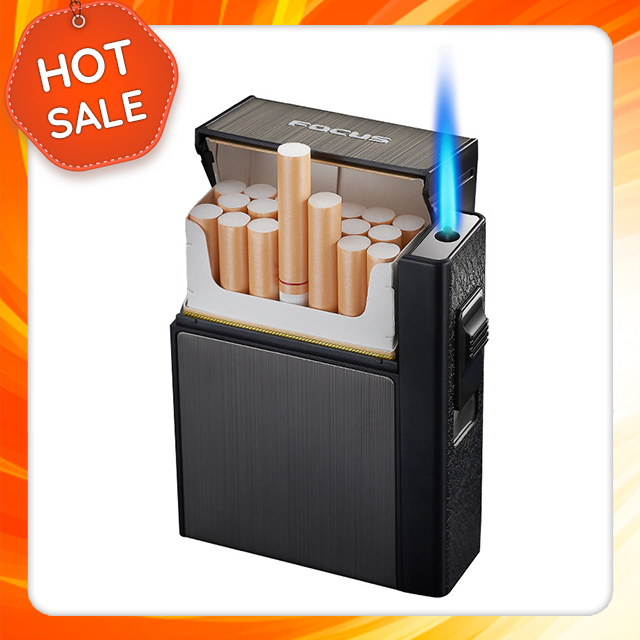 { HOT } Hộp Qụet Bật Lửa Khò 1 Tia Kiêm Hộp Đựng 20 Điếu Focus YH035F Nhỏ Gọn Đẹp Độc Lạ - Dùng Gas Cao Cấp