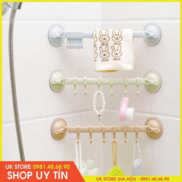 Thanh Treo Đồ 6 Móc Hút Chân Không 2 Đầu Siêu Chắc