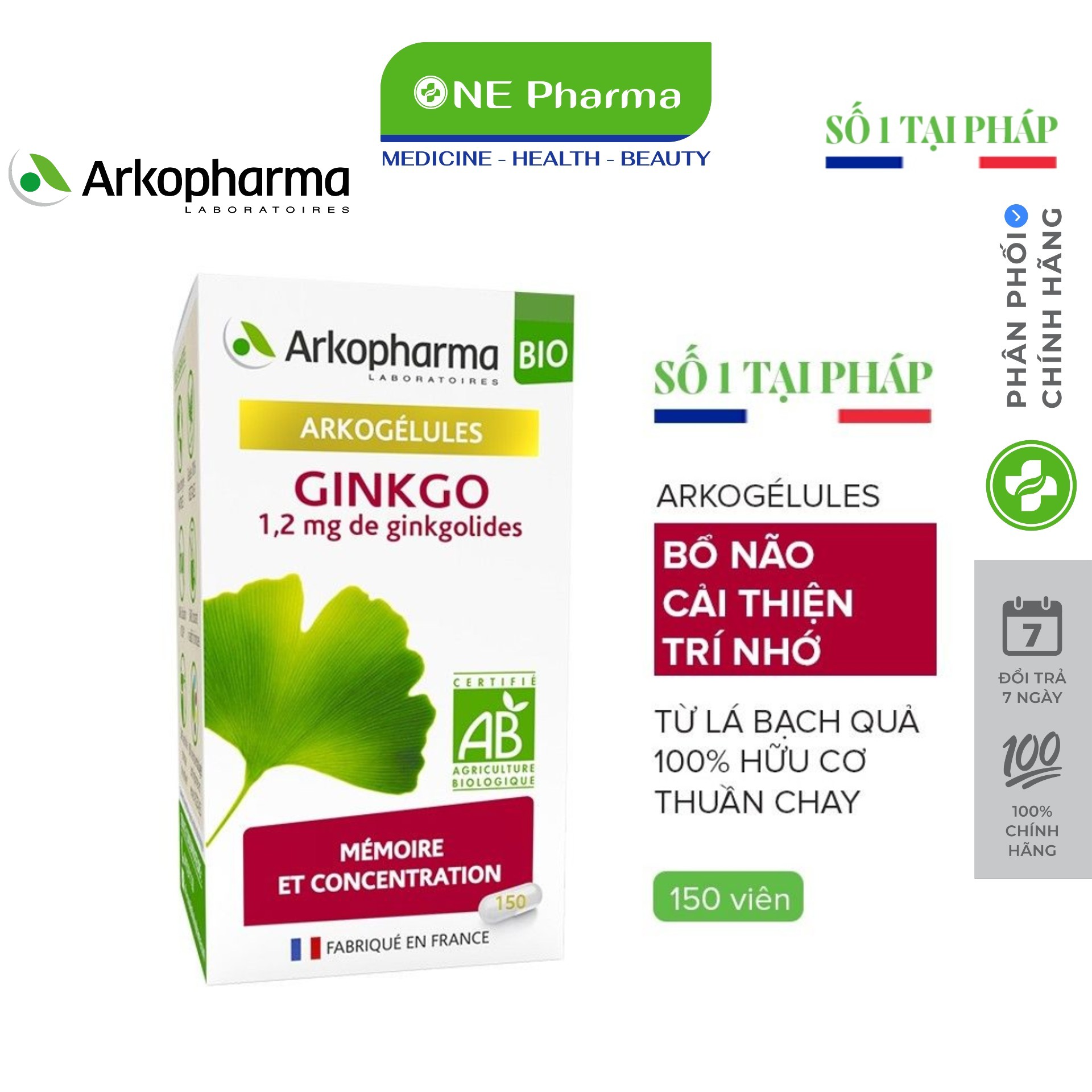 Viên Uống Bổ Não Ginkgo Arkopharma Của Pháp