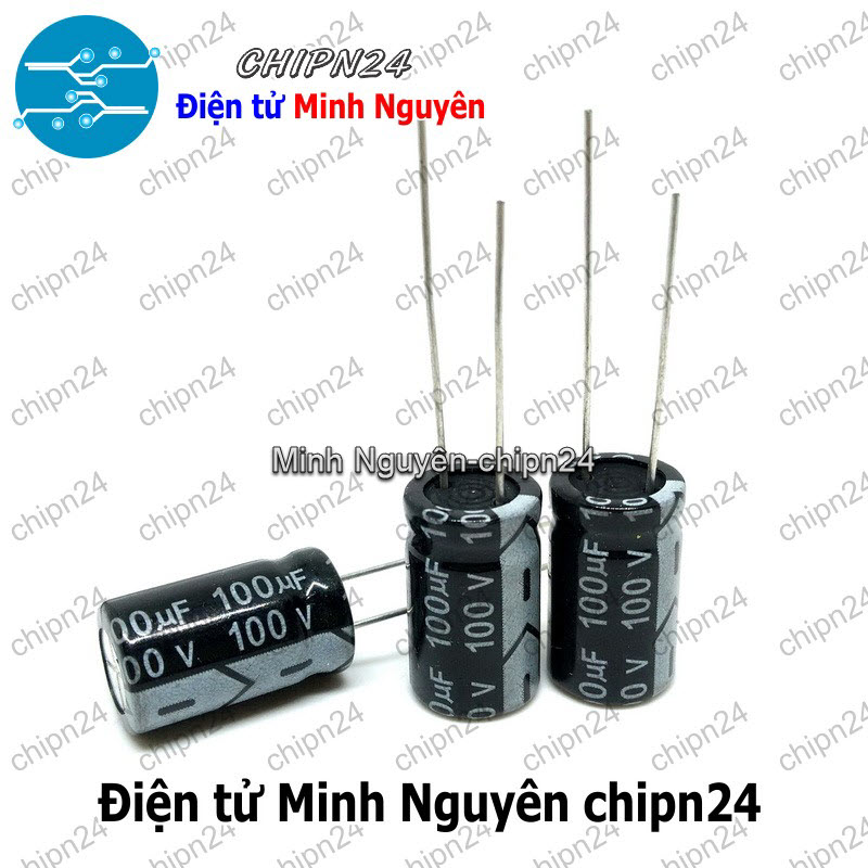 [10 con] (F253) Tụ hóa 100uF 100V Đen (10x17mm) - HH000929