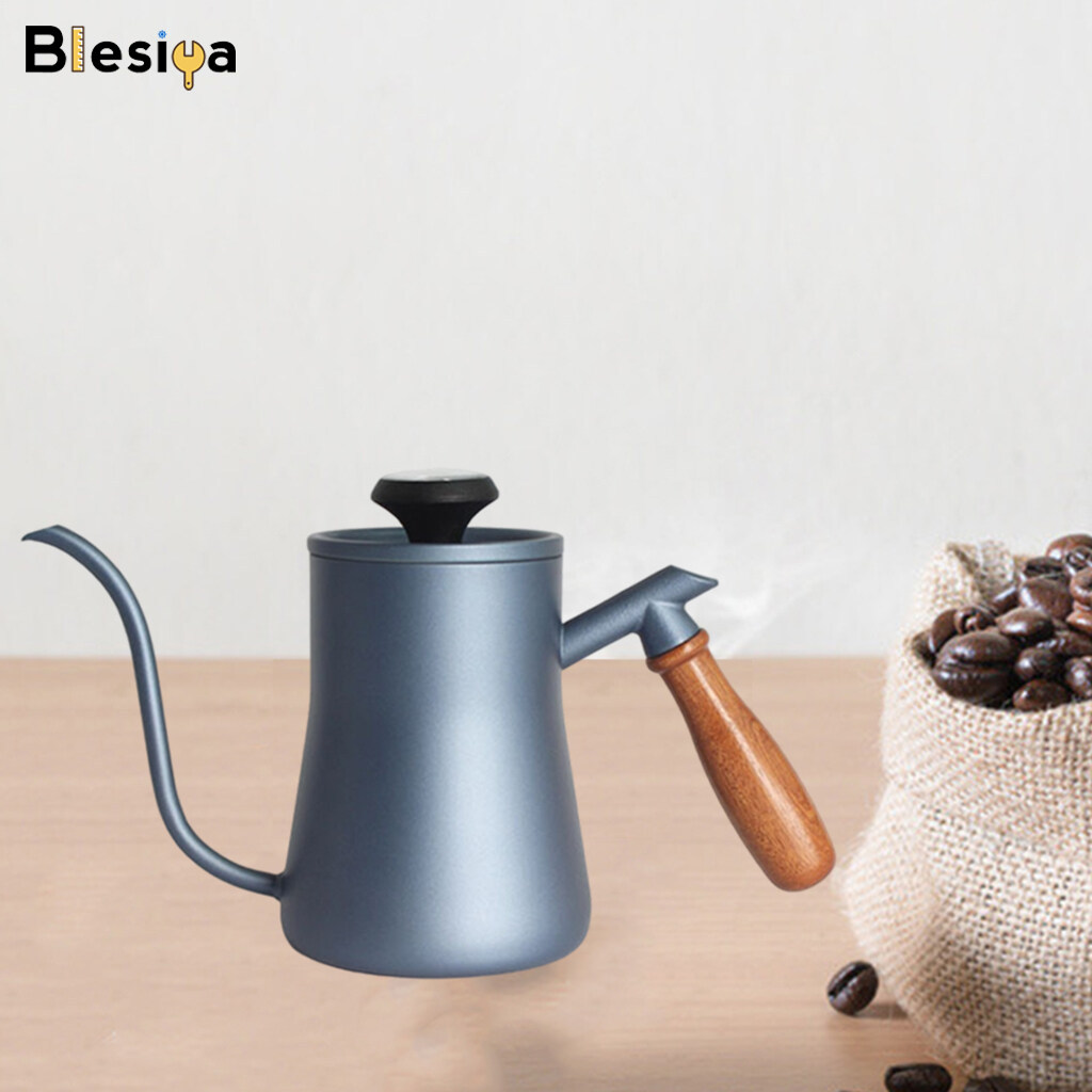 Blesiya Ấm đun nước cổ ngỗng bằng inox không gỉ dùng để pha trà và cà phê nhỏ giọt có dung tích 550ml - INTL