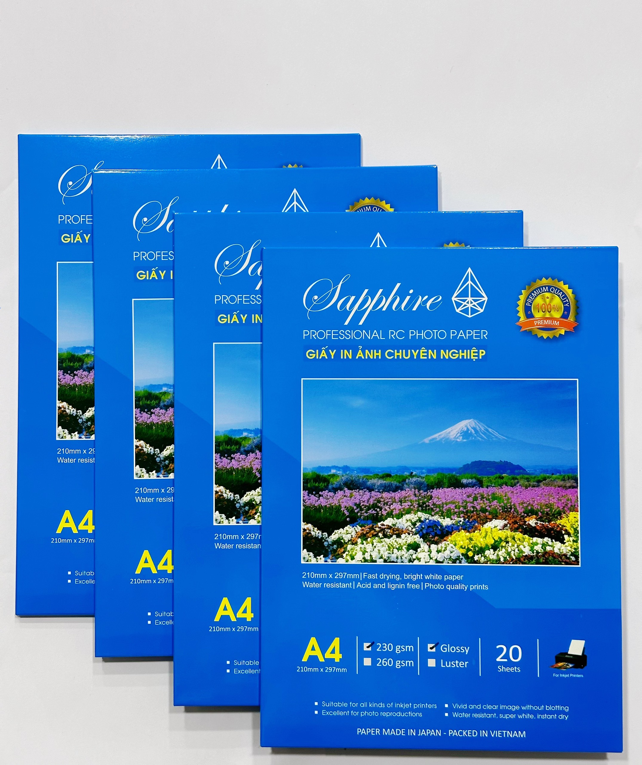Giấy in ảnh Sapphire RC A4 230gsm Bóng