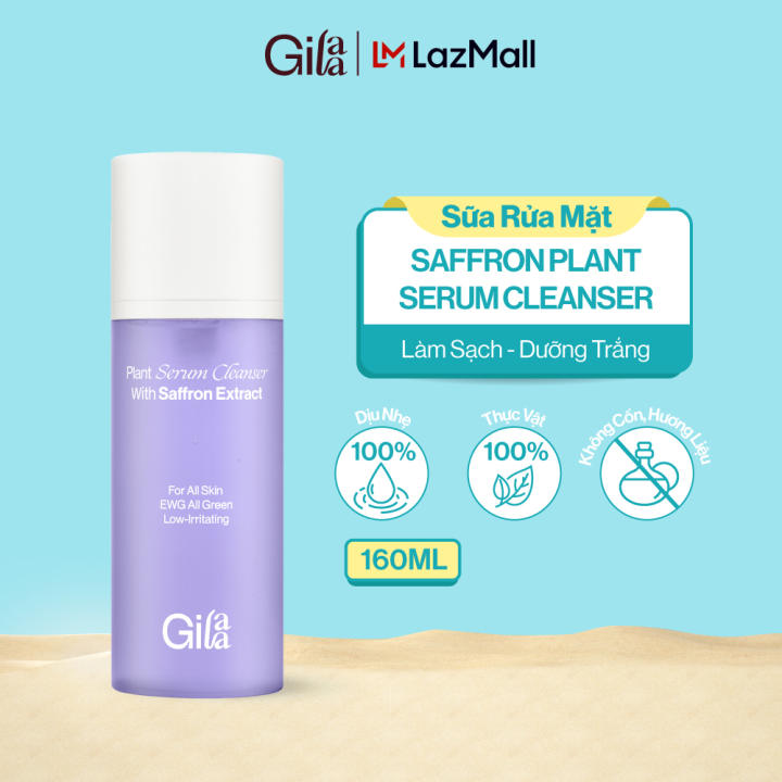 Sữa rửa mặt Saffron Gilaa Plant Serum Cleanser giúp làm sạch da và dưỡng trắng (160g)