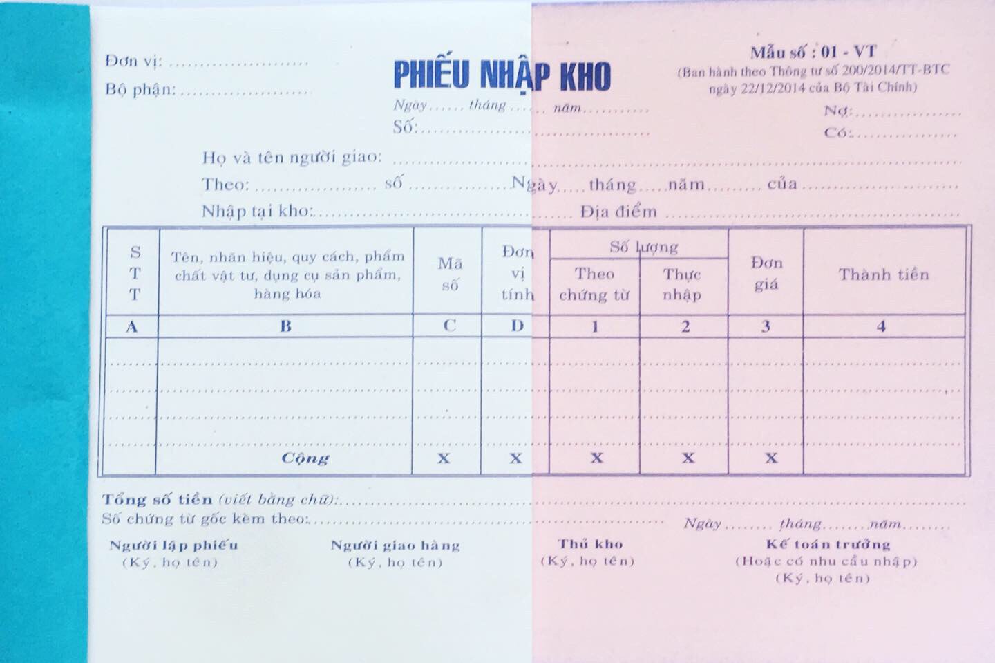 Phiếu xuất kho 2 liên / Phiếu nhập kho 2 Liên (Combo 10 cuốn)