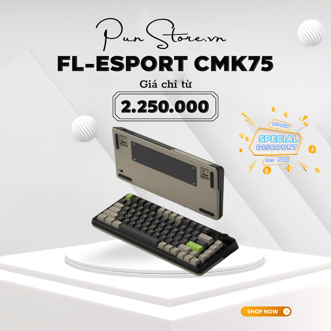 Bàn phím cơ FL-Esports CMK75 Màn TFT - Mạch xuôi - 3 Mode (Type-C / Bluetooth / 2.4G)