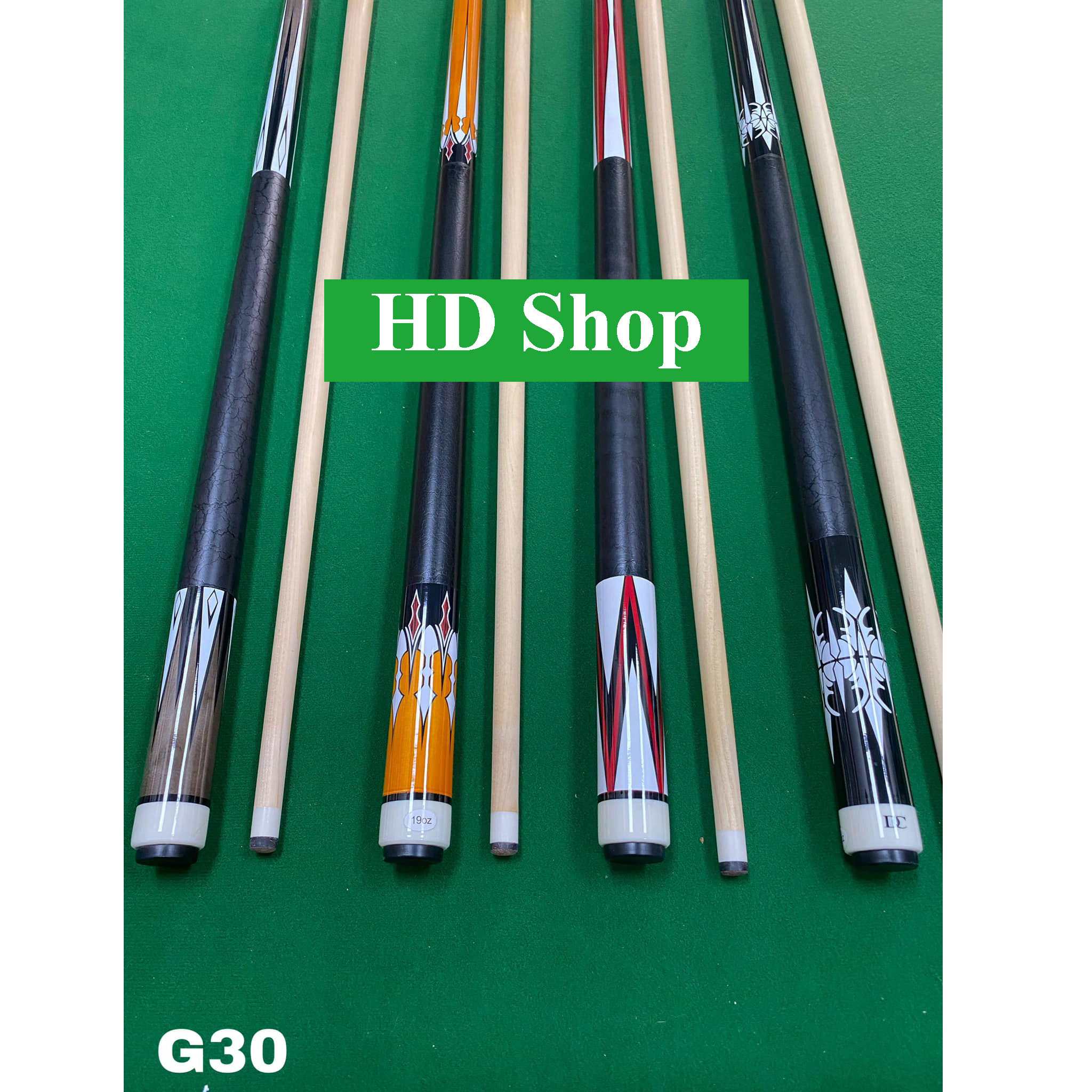 Cơ bida 2 khúc g30, gậy bi a câu lạc bộ hd sport