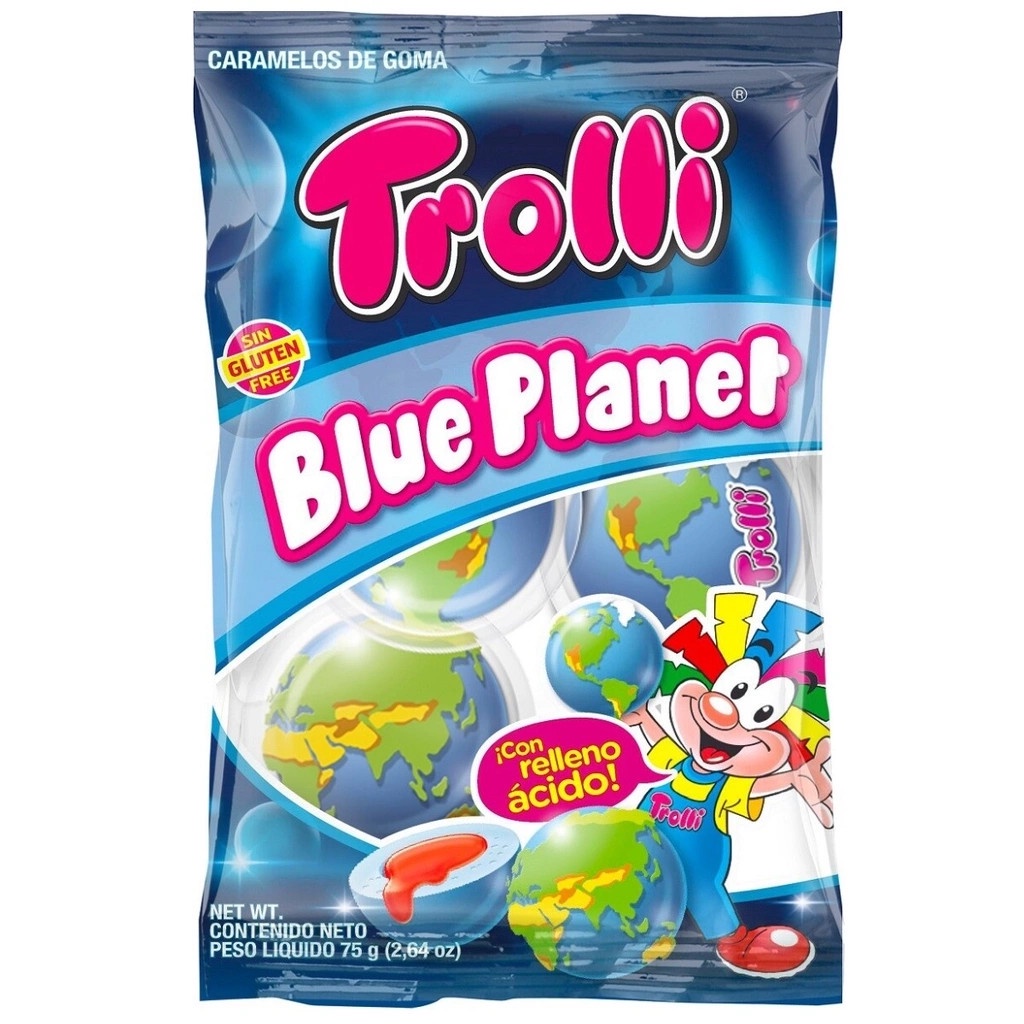 Kẹo dẻo có nhân hình quả địa cầu Trolli Planet Gummi - Soft Fruit Gums 75g - Hàng nội địa Đức