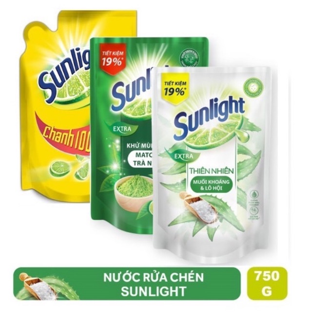 Nước Rửa Chén Sunlight Túi 750G - Trà xanh 750ml