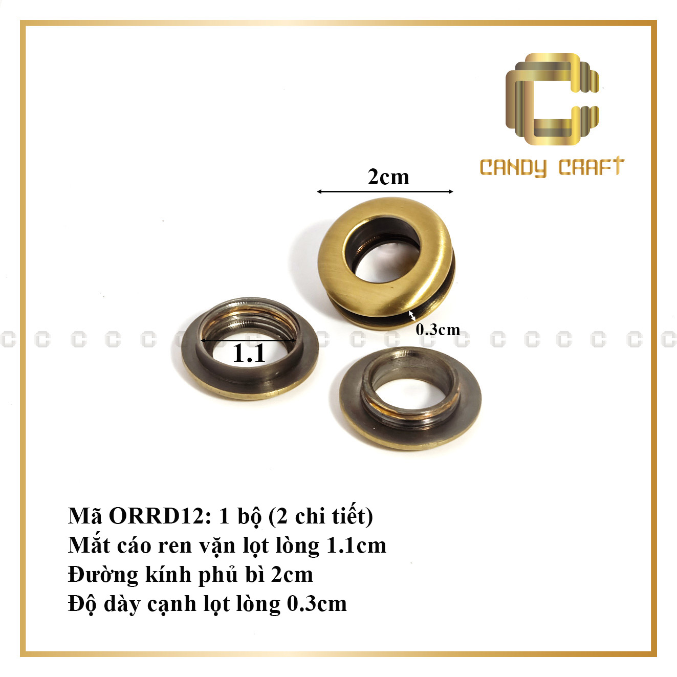 Mắt cáo (ôrê) vặn ren - phụ kiện làm túi xách