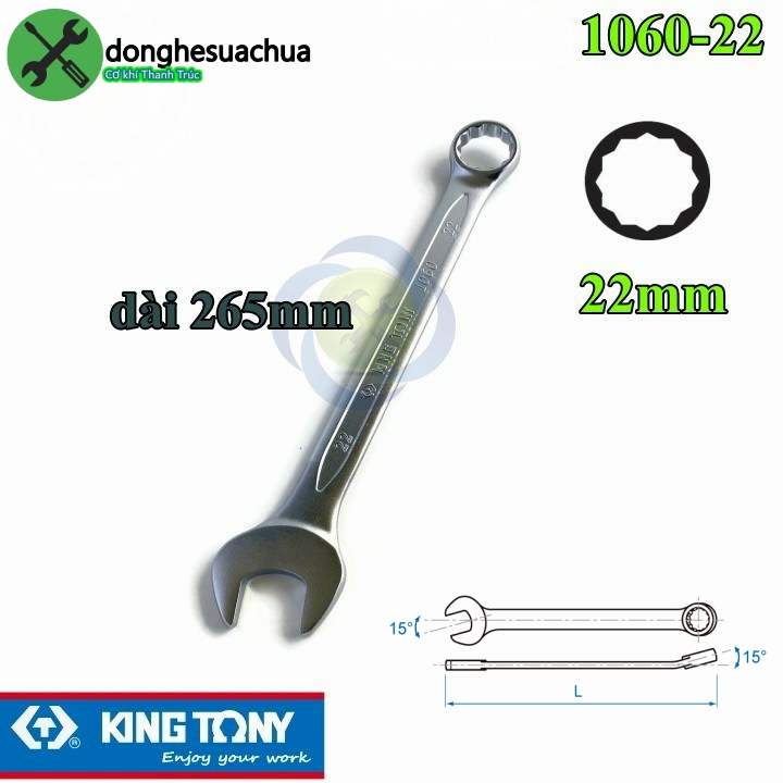 Cờ lê vòng miệng 22mm kingtony 1060-22 dài 265mm